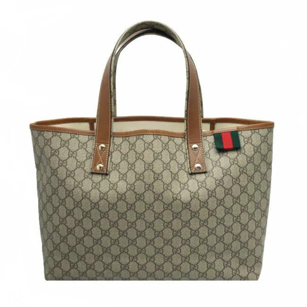 Gucci Tote bag White gold Leather Beige Brown